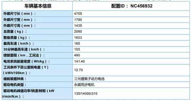 現(xiàn)代菲斯塔純電動(dòng)版基本參數(shù)信息